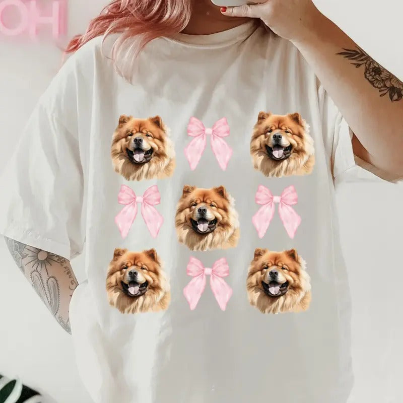 TAN CHOW CHOW and bows Shirt~ Unisex Apparel Relaxed Fit Printed In The USA Clothing Womenswear Casual Comfort Cotton Top...