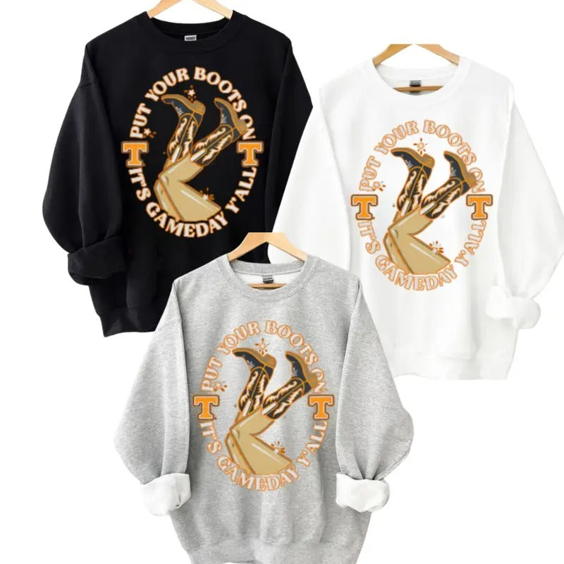 TENNESSEE BOOTS GAMEDAY TN ORANGE SWEATSHIRT, T-SHIRT men's  sweatshirts Hoodie | TeeBloomCo.com