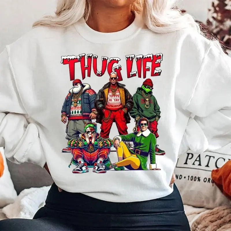 THUGLIFE Christmas Shirt, Christmas Movies Shirt, Xmas Graphic Tee Hoodie, Sweatshirt | TeeBloomCo.com