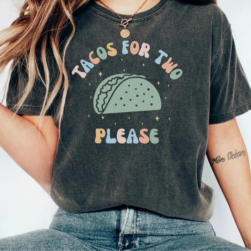 Tacos For Two Please Shirt for New Mom, Pregnancy Announcement Gift for Her, Cute Baby Announcement Shirt for Pregnancy...