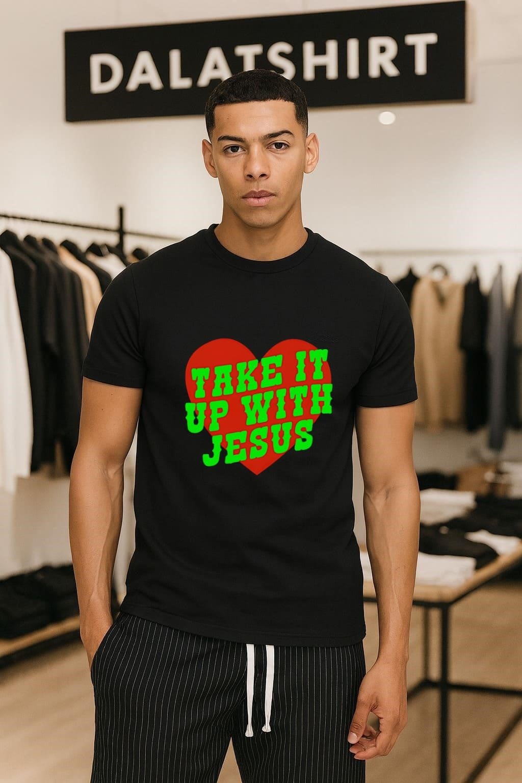 Take It Up With Jesus heart shirt