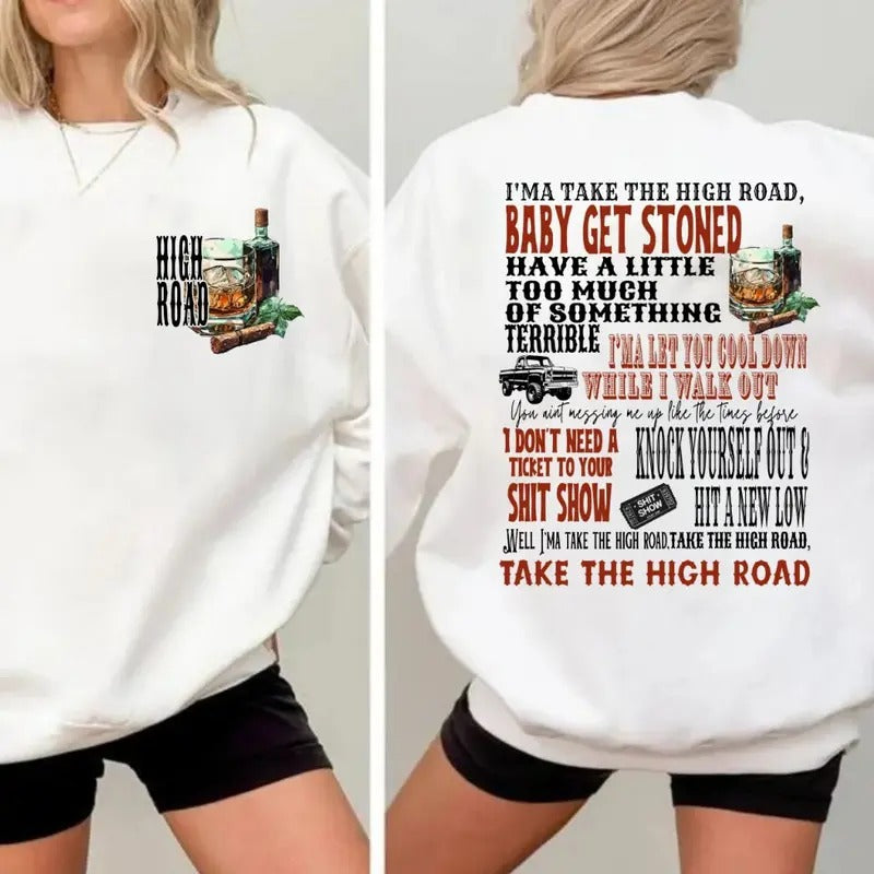 Take The High R0ad Both Sides Sweatshirt , K0e Western Vibes Shirt, Concert Outfit, Unisex Short Sleeve Crewneck...