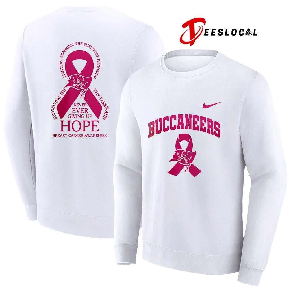 Tampa Bay Buccaneers never ever giving up hope breast cancer awareness shirt