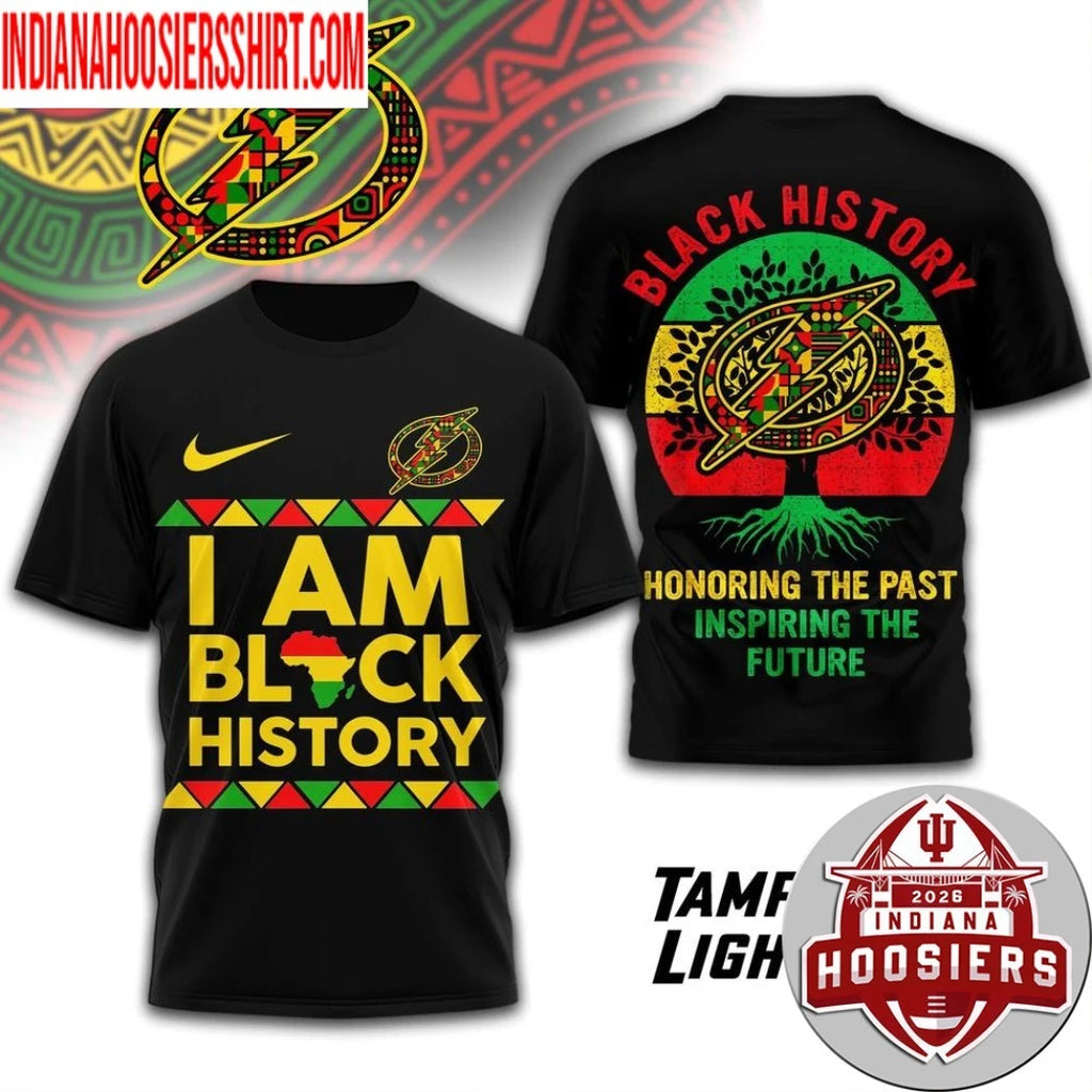 Tampa Bay Lightning 2026 NHL Black History Map And Logo Two Sided Shirt