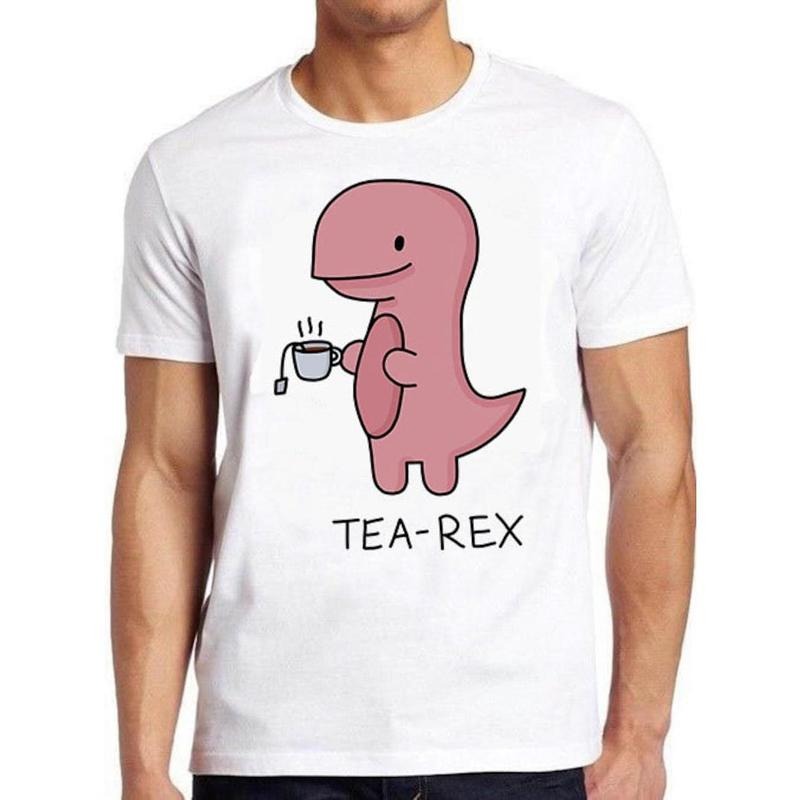 Tea-Rex T. Rex Dinosaur Tea Funny Meme Gift Tee Gamer Cult Movie T Shirt Hoodie and Sweater; T-shirt Cotton Menswear...
