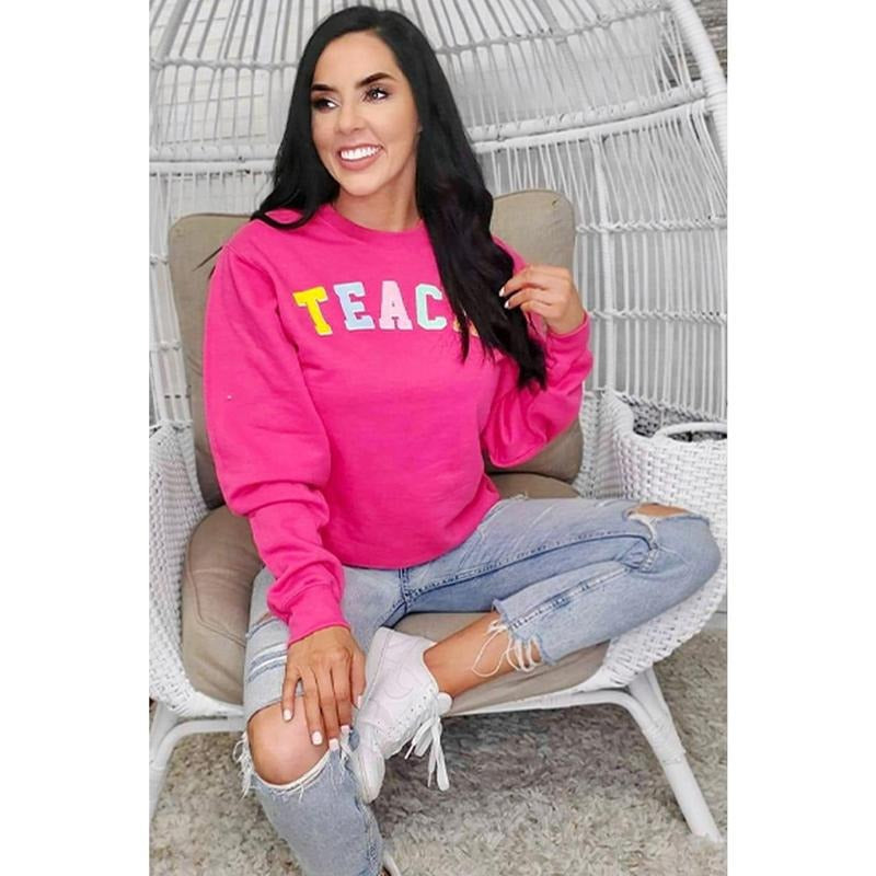 Teach Color Block Letter Sweatshirt T-Shirts, Hoodie | TeeBloomCo.com
