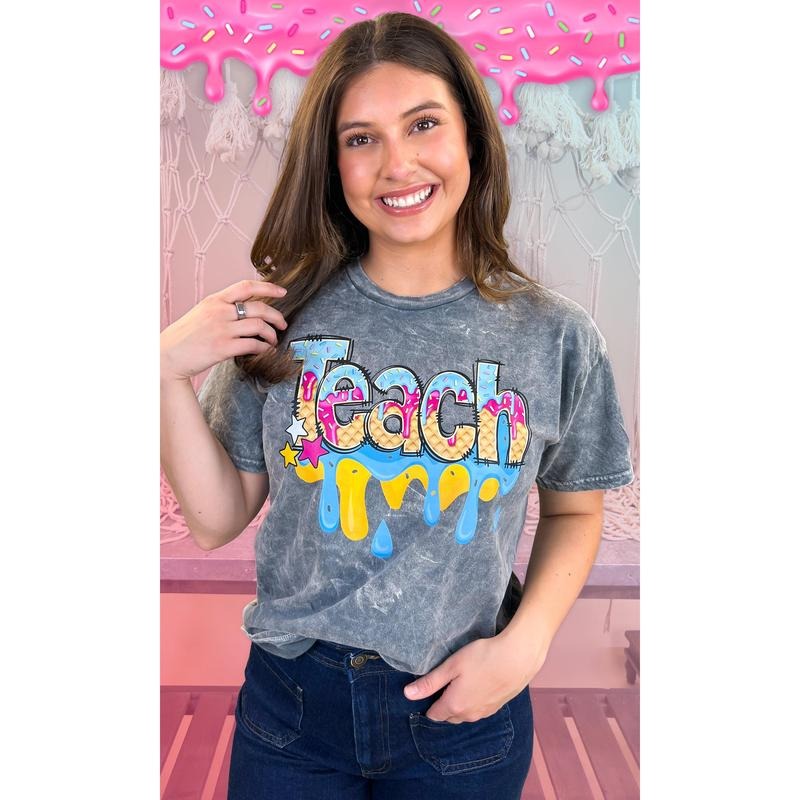 Teach Drip Mineral Washed Graphic Shirt Hoodie, Sweatshirt | TeeBloomCo.com