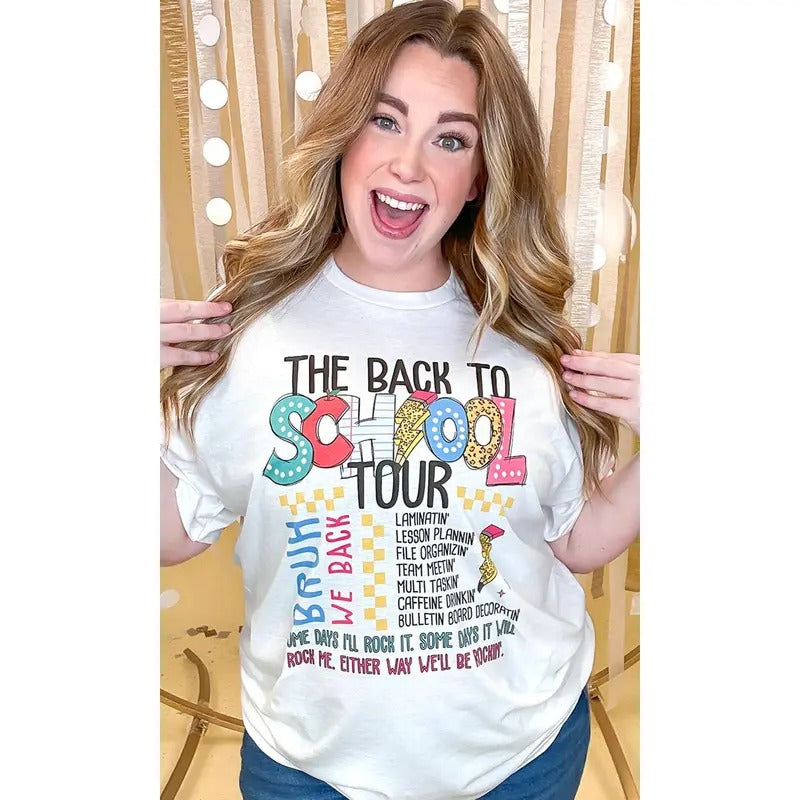 Teacher Back to School Tour Graphic T-Shirt Hoodie, Sweatshirt | TeeBloomCo.com