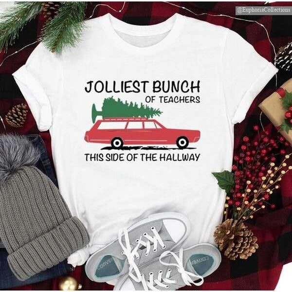 Teacher Christmas Shirt, Sweater, Hoodie, Jolliest Bunch of Teachers, Matching Holiday Group Funny Teacher Shirt , Global...