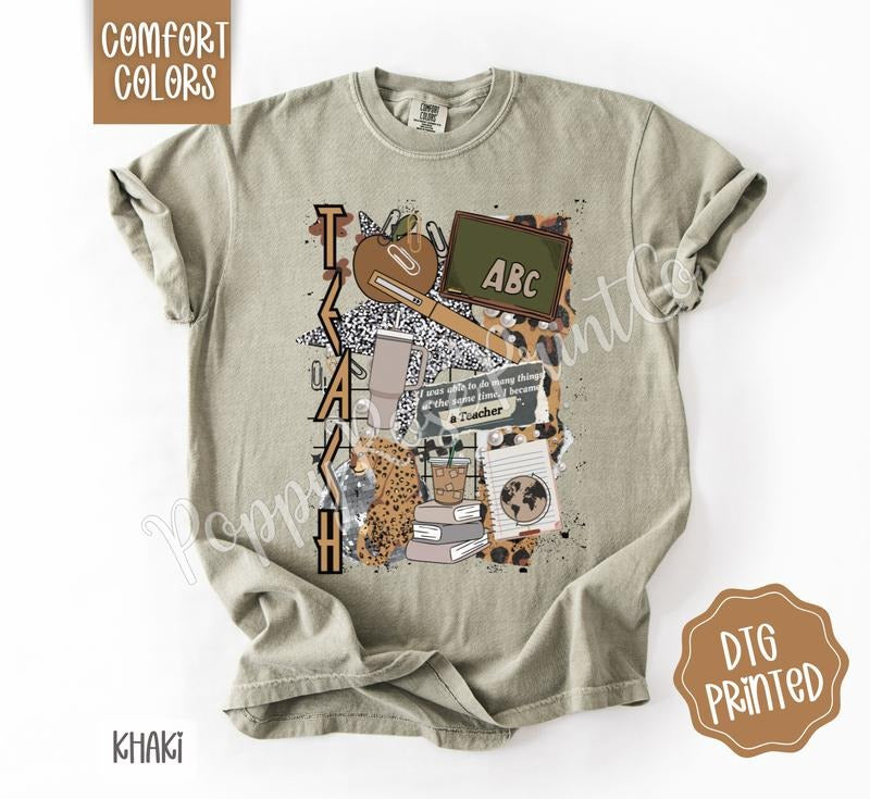 Teacher Collage Shirt Comfort Colors, Trendy Graphic Women's Tee, Gift for Her Hoodie, Sweatshirt | TeeBloomCo.com