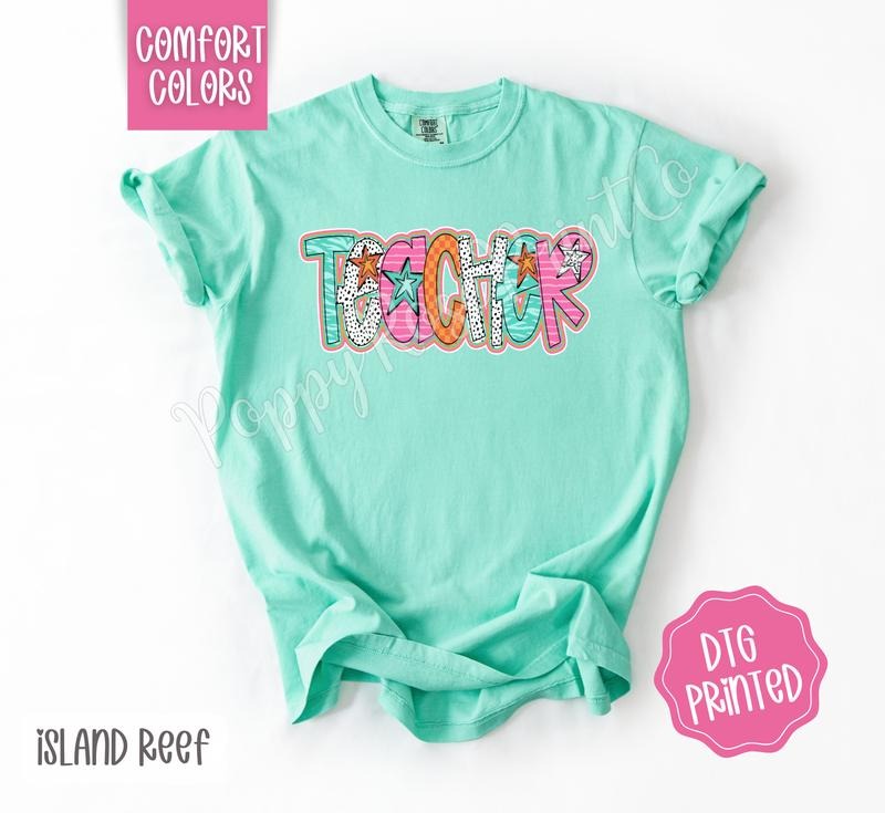 Teacher Doodle Comfort Colors Shirt, Cute Women's Tshirt, Trendy Polka Dot Tee, Gift for Her Hoodie, Sweatshirt
