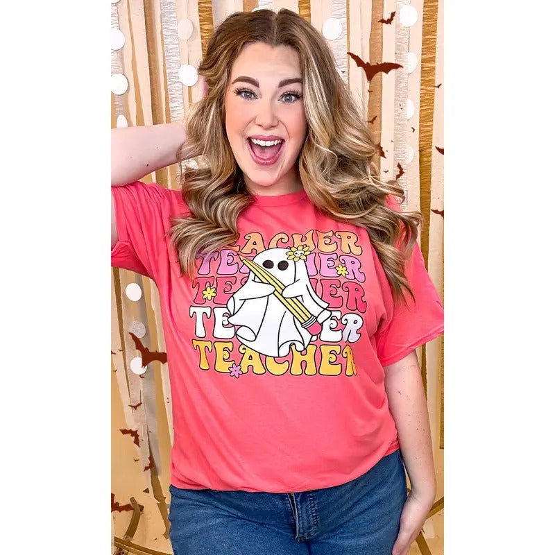 Teacher Ghost Graphic T-Shirt Hoodie, Sweatshirt | TeeBloomCo.com