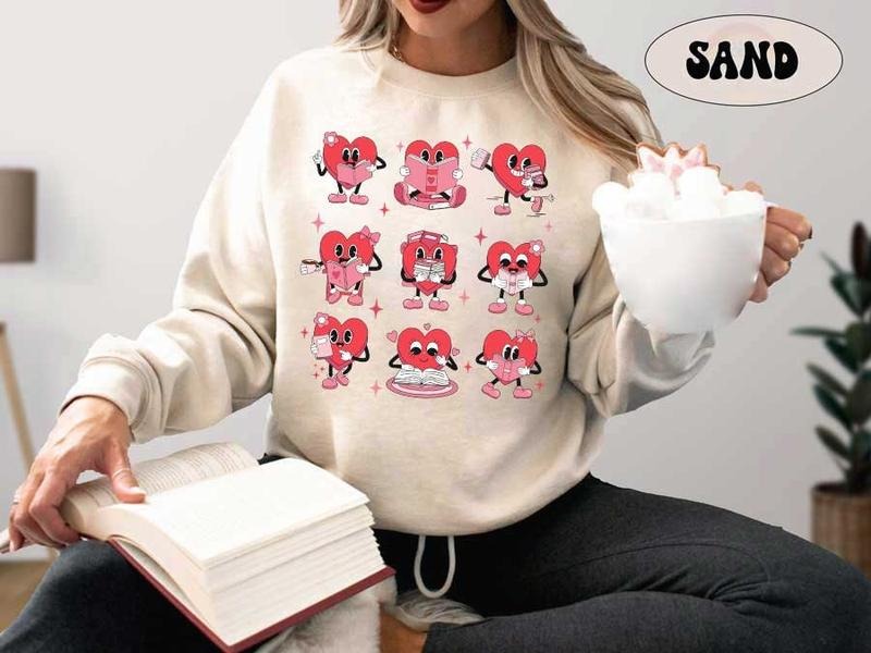 Teacher Heart Reading Sweatshirt, Valentines Day Teacher Sweatshirt, Book Lovers Valentines Shirt, Valentines Sweatshirt,...