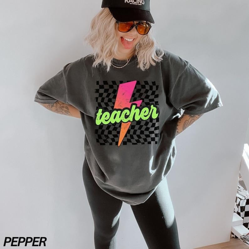 Teacher Shirt, Retro Teacher Shirt, Lightning Bolt, Teacher Gift, Back to School Shirt, Teacher Appreciation  T-shirt,...