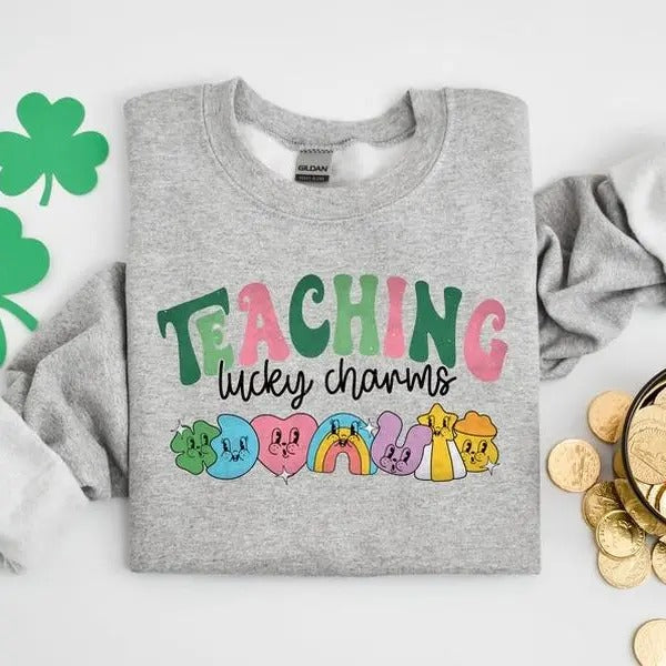 Teacher Sweatshirt Teaching Lucky Charms Sweatshirt, Lucky Teacher Sweatshirt, Saint Patrick's Day Trt T-Shirts, Hoodie