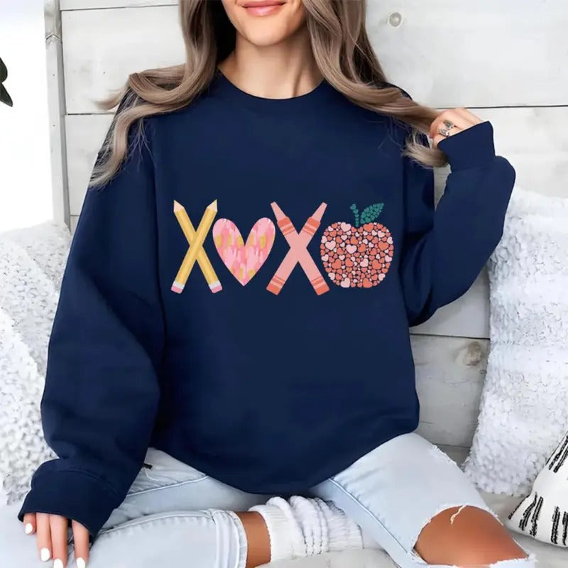 Teacher Valentine XOXO Sweatshirt, Valentine Teacher Tee Shirt, Valentine Heart T-Shirt, Valentine Xoxo Sweater,...