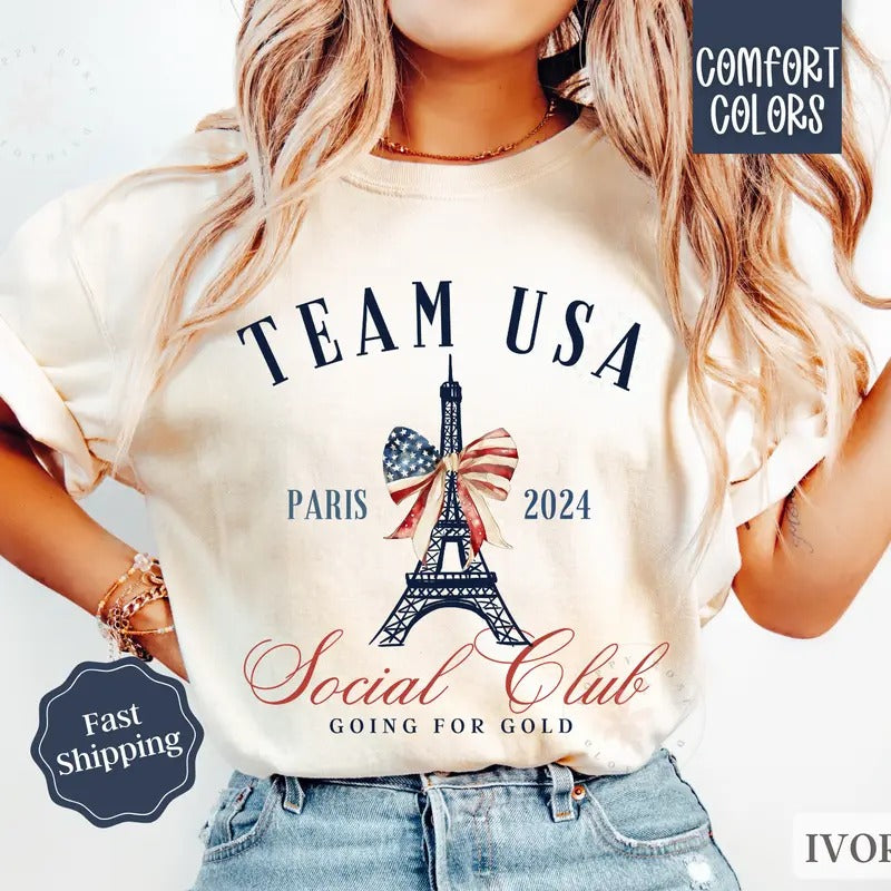 Team USA Shirt Comfort Colors,  Summer Olympics USA Gymnastics Shirt, Paris Olympics 2024 Tshirt Hoodie, Sweatshirt