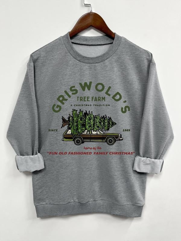 Teen Girl's Tree & Letter Print Crew Neck Sweatshirt, Casual Long Sleeve Pullover for Daily Wear, Kids Clothing for All...