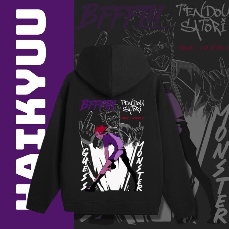 Tendou Satori Hoodie, Haikyuu Graphic Shirt, Anime Tee, Classic Cotton Hoodie Sweatshirt | TeeBloomCo.com