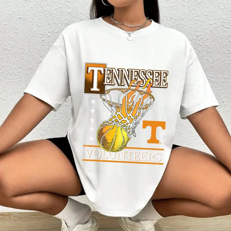 Tennessee Hoops Heavyweight Cotton T-Shirt ? Durable and Comfortable Tee Featuring Classic Tennessee Basketball Design ?...