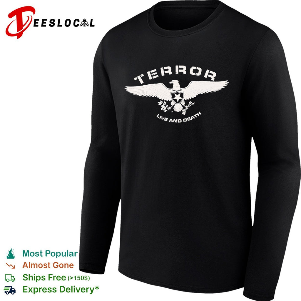 Terror live and death eagle shield star olive branch arrows symbol band shirt