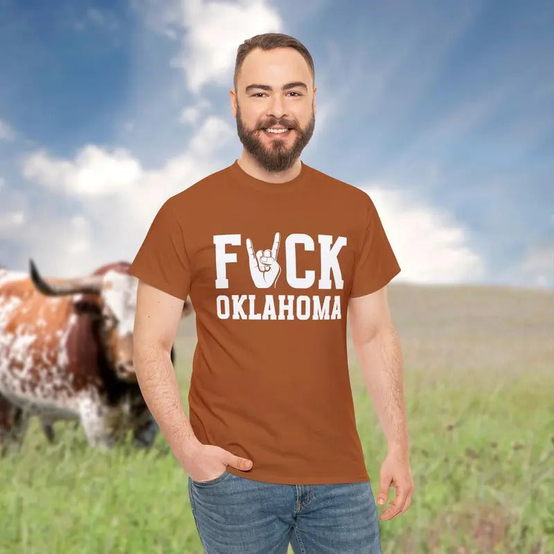 Texas Shirt Fck Oklahoma Shirt Texas Tailgate Apparel Texas Gift Cotton Menswear Hoodie, Sweatshirt | TeeBloomCo.com
