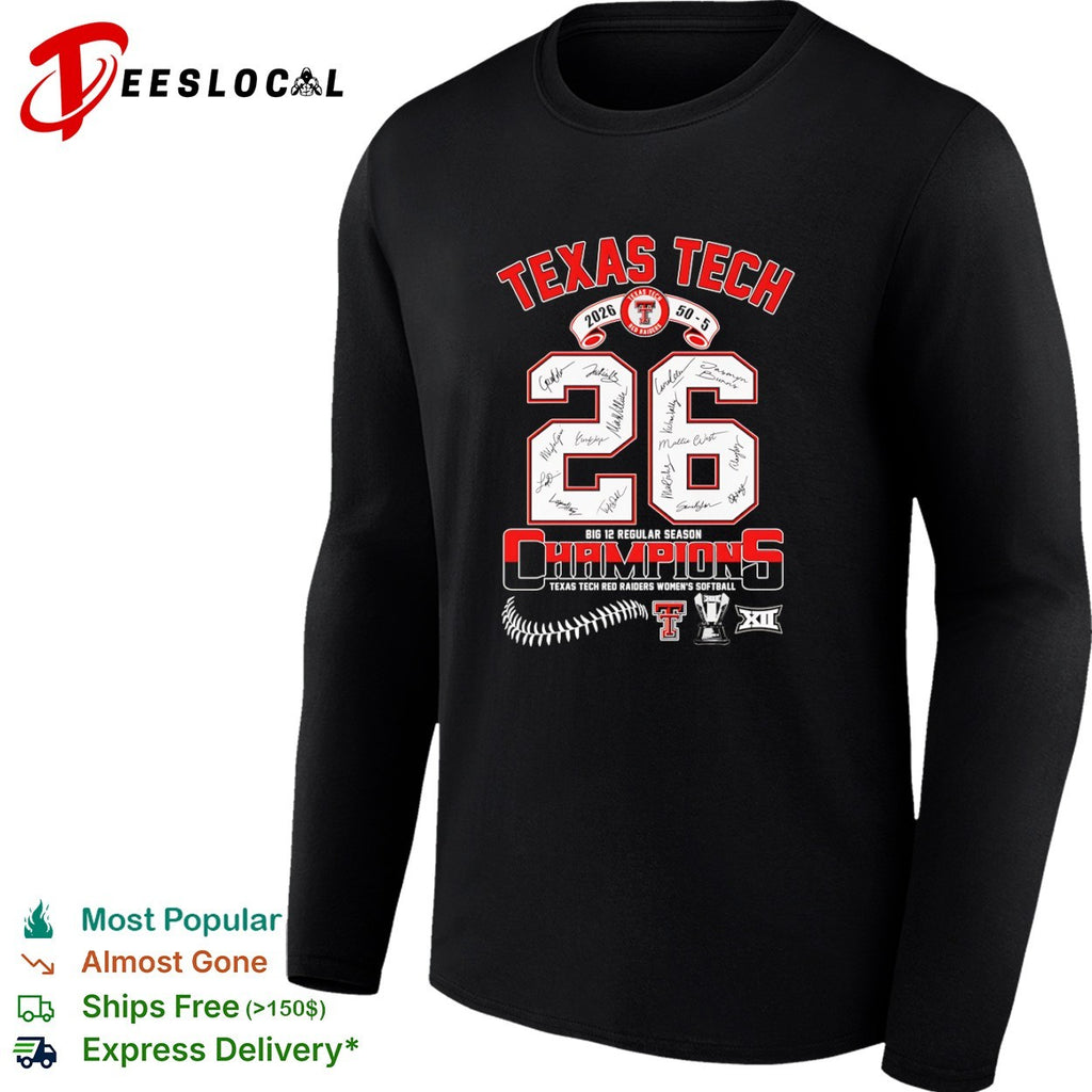 Texas Tech Red Raiders 2026 Big 12 Regular Season Champions Softball shirt