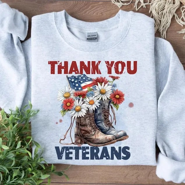 Thank You Veteran Sweatshirt, Veteran Day Sweater, USA Flag Shirt, Proud Veteran Shirt, Military Sweatshirt, Patriot...