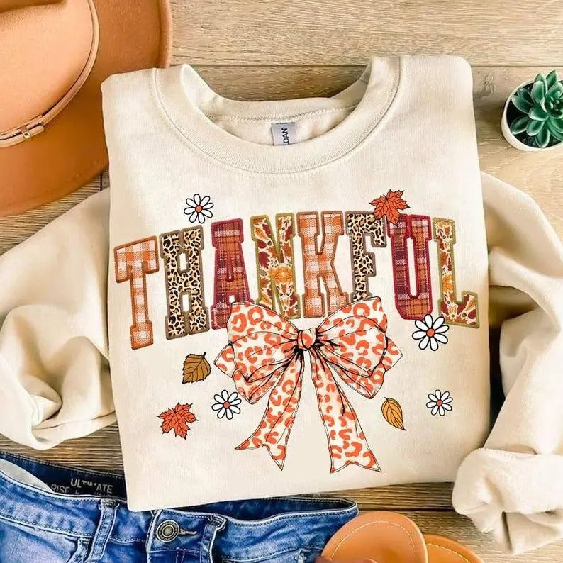 Thankful Coquette Sweatshirt, Hoodie, T