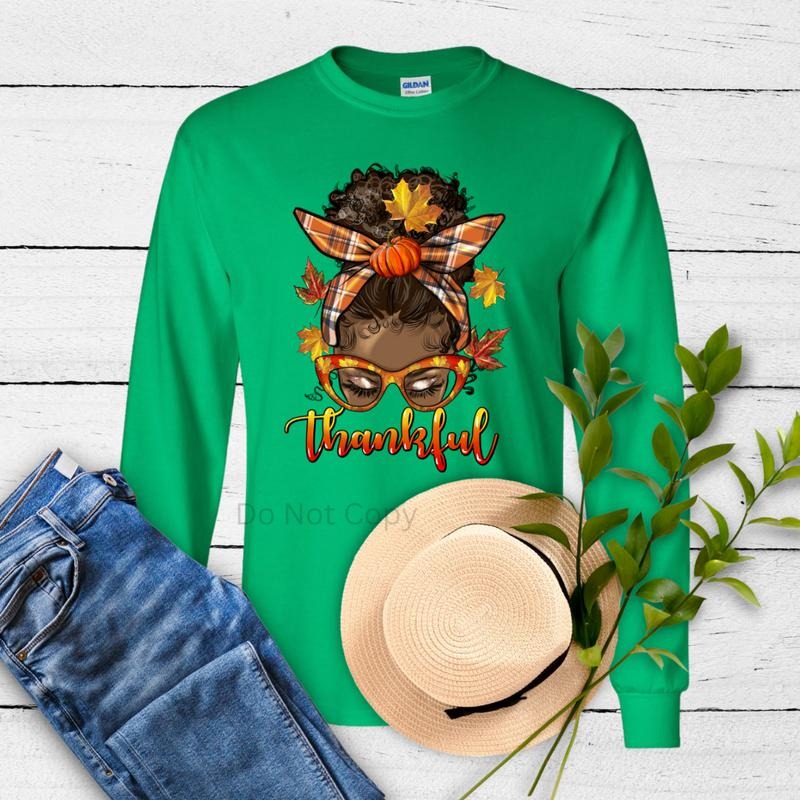 Thankful Long Sleeve Graphic Tee Shirt Cotton Crew Neck Adult Size Hoodie, Sweatshirt | TeeBloomCo.com