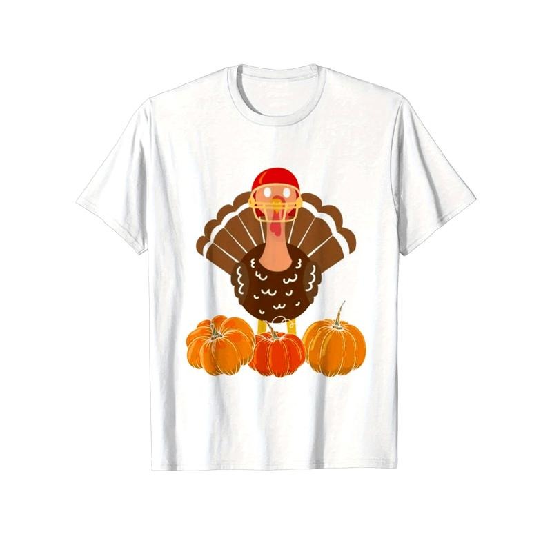 Thanksgiving Printing, Men's Cotton Turkey Pattern T-shirt, Casual Short Sleeve round Neck Game T-shirt, Men's Outdoor...