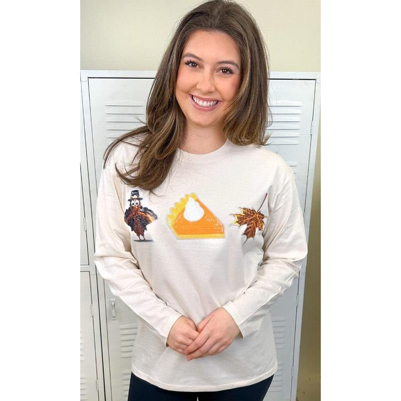 Thanksgiving Sparkle Boyfriend Long Sleeve T-Shirt Hoodie, Sweatshirt | TeeBloomCo.com