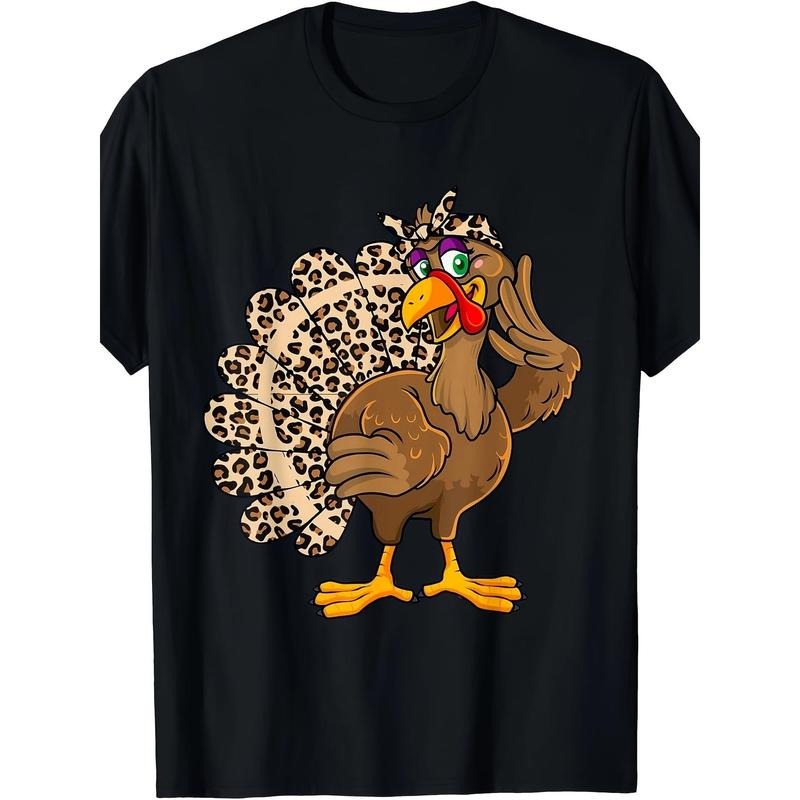 Thanksgiving Turkey Men's Leopard Print Autumn T-shirt - 220g made in usa Hoodie, Sweatshirt | TeeBloomCo.com