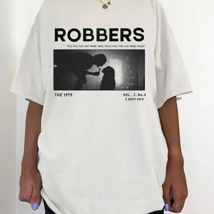 The 1975 Band Shirt, Robbers Album Newspaper Graphic Fan Tee Hoodie, Sweatshirt | TeeBloomCo.com