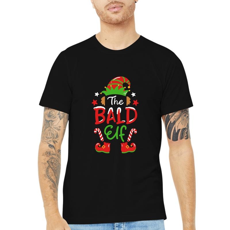The Bald Elf Christmas Tee: Embrace the Festive Spirit with a Twist, Casual Short Sleeve T-Shirt, Machine Washable,...
