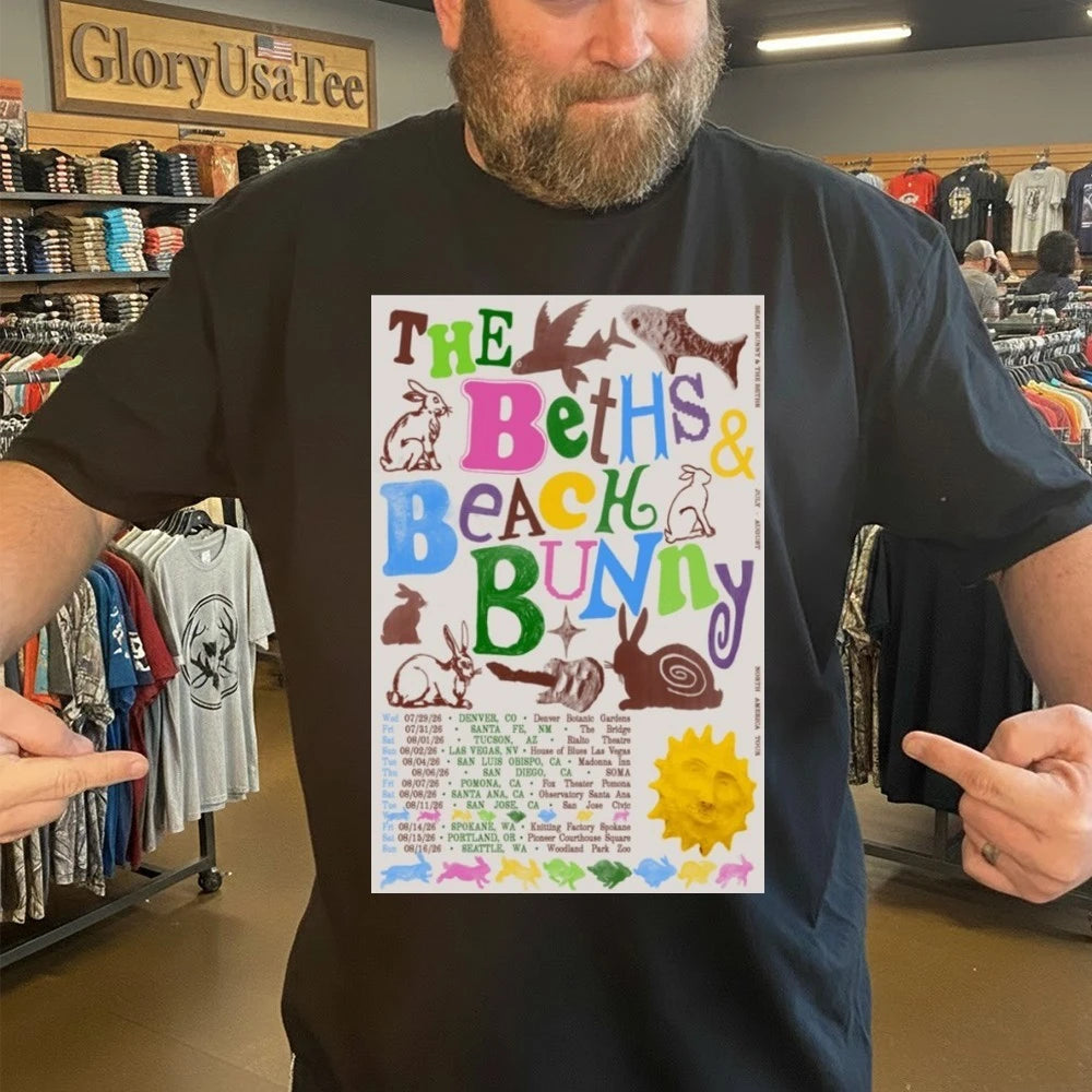 The Beths, Beach Bunny North America Tour 2026 Poster Shirt