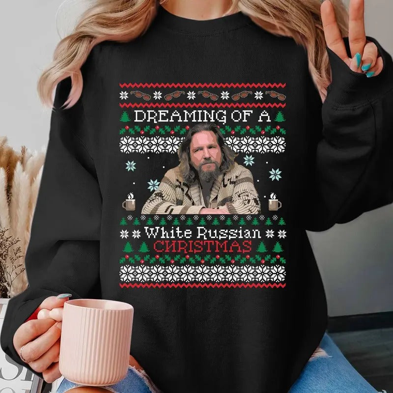 The Big Lebowski Dreaming Of A White Russian Christmas T-Shirt, Vintage Shirt Hoodie, Sweatshirt | TeeBloomCo.com