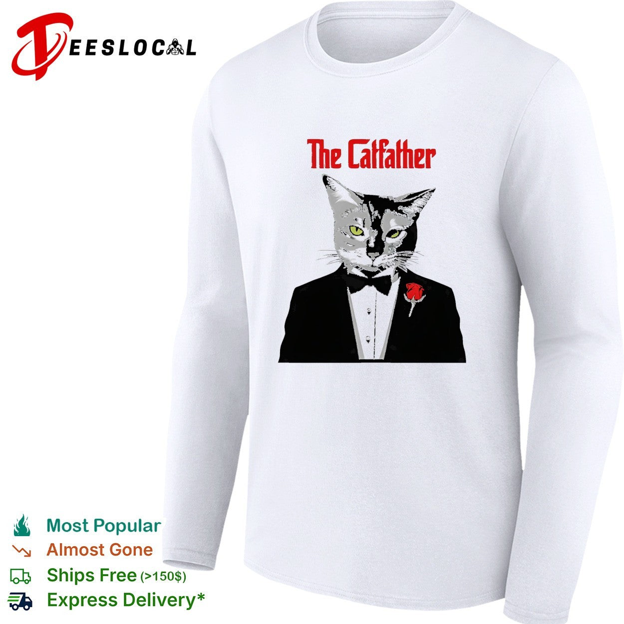 The Catfather cat tuxedo bow tie rose Godfather parody art shirt