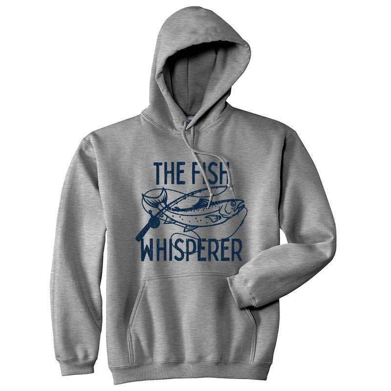 The Fish Whisperer Unisex Hoodie Funny Fishing Lover Gift For Dad Funny Hoodies Fishing Hoodie Novelty Sweatshirt Grey -...