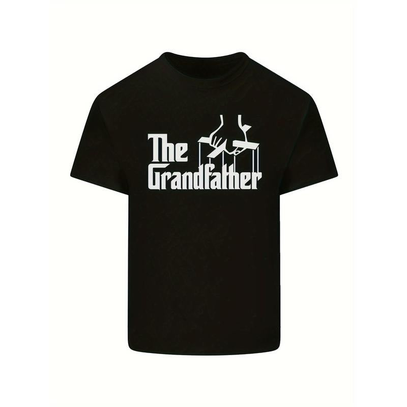 The Grandfather Letter Print Men's 100% Cotton Short Sleeve Print Crew Neck Graphic Print T-Shirt For Men - Breathable,...