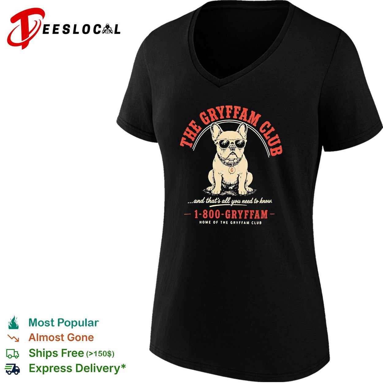 The Gryffam Club bulldog sunglasses vintage badge shirt