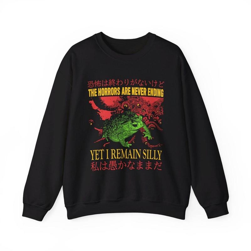 The Horrors Are Never Ending Frog Crewneck Sweatshirt T-Shirts, Hoodie | TeeBloomCo.com