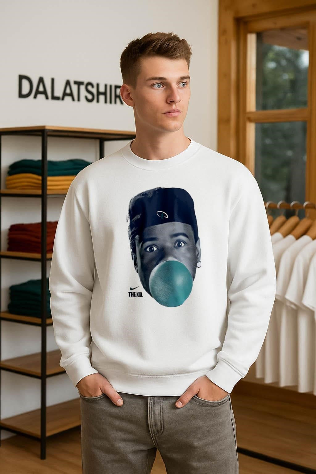 The Kid Ken Griffey Jr blowing bubble gum shirt