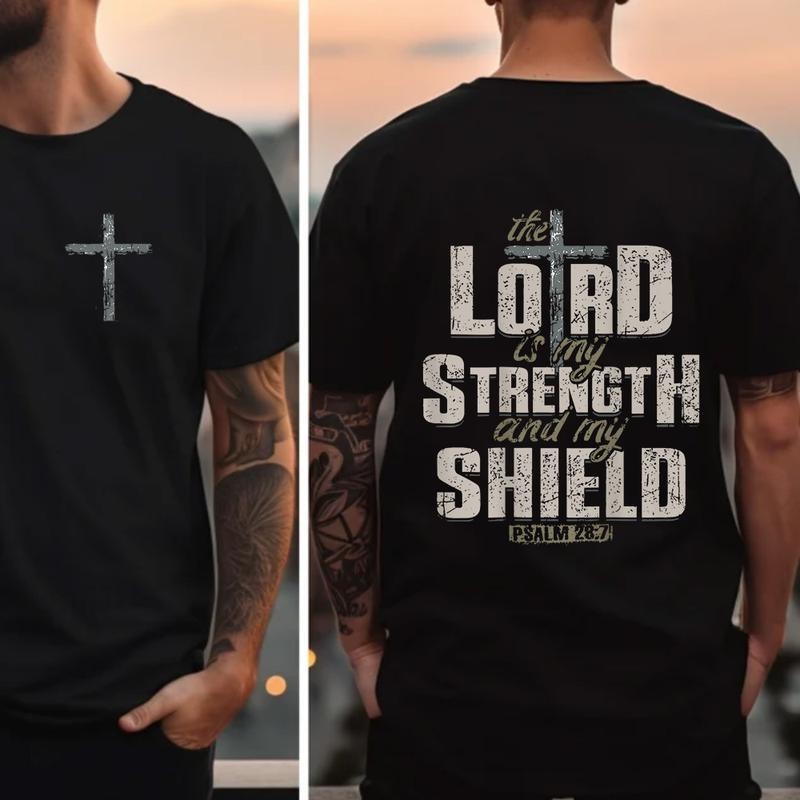 The Lord Is My Strength And My Shield Tee Cotton Casual Street Style Crew Neck Short Sleeve T-Shirt Top for Unisex...