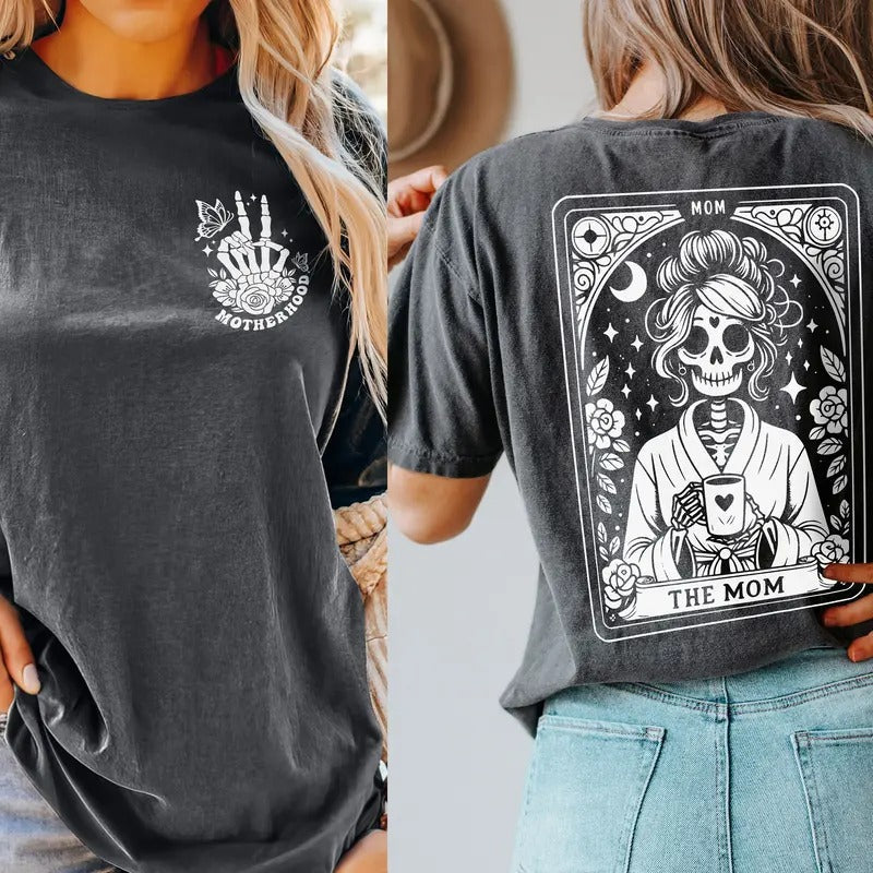 The Mom Tarot Card Shirt Vintage Skeleton Mom Shirt Unisex Tarot Card Shirt Cute Coffee Lovers Shirt Tarot Lovers Gifts...