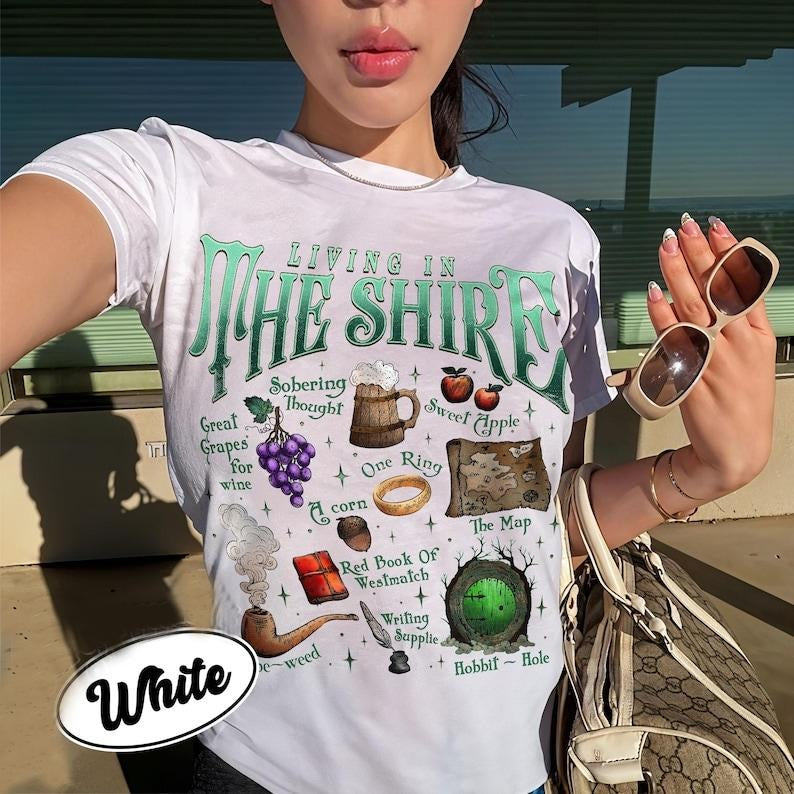 The Shire LOTR T-Shirt For Fans, Second Breakfast T Shirt, Fantasy Book Lover Tee, Gift For Book Lover Womenswear Cotton...