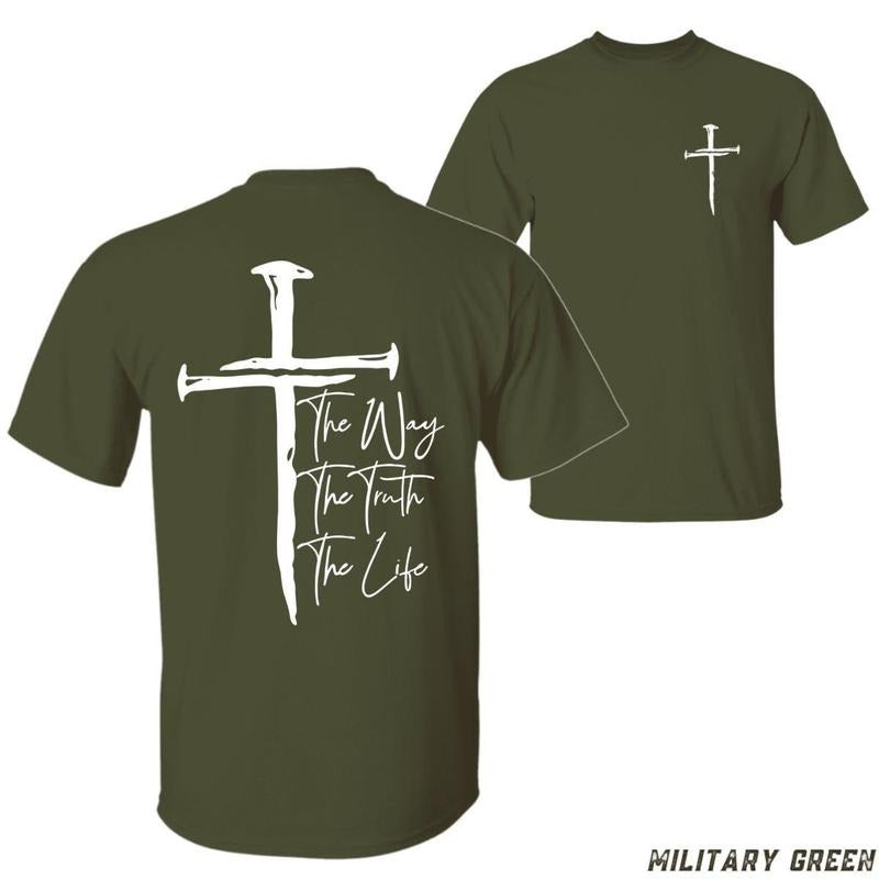 The Way The Truth The Life T-shirt Bold Cross Graphic With Inspiring Scripture Perfect For Faith-based Wear Unisex Casual...