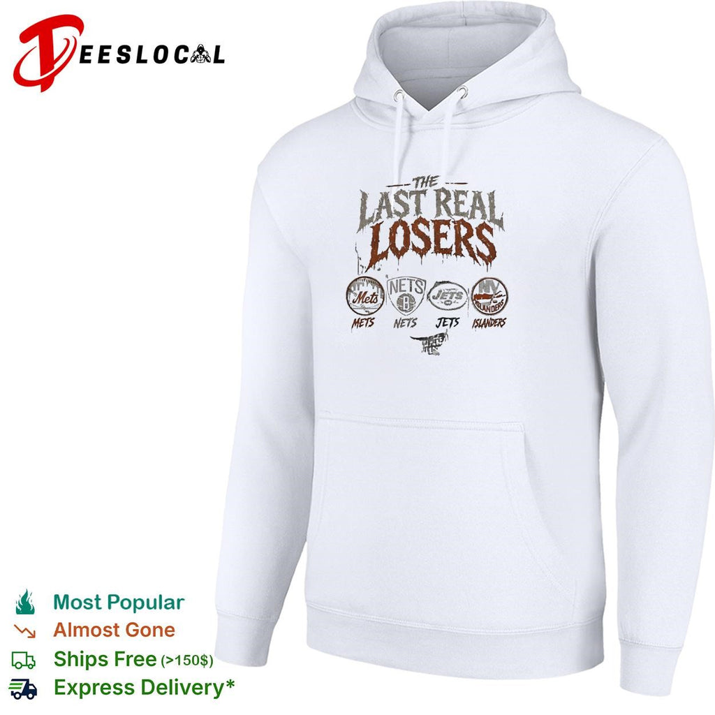 The last real losers Mets Nets Jets and Islanders team logos distressed shirt