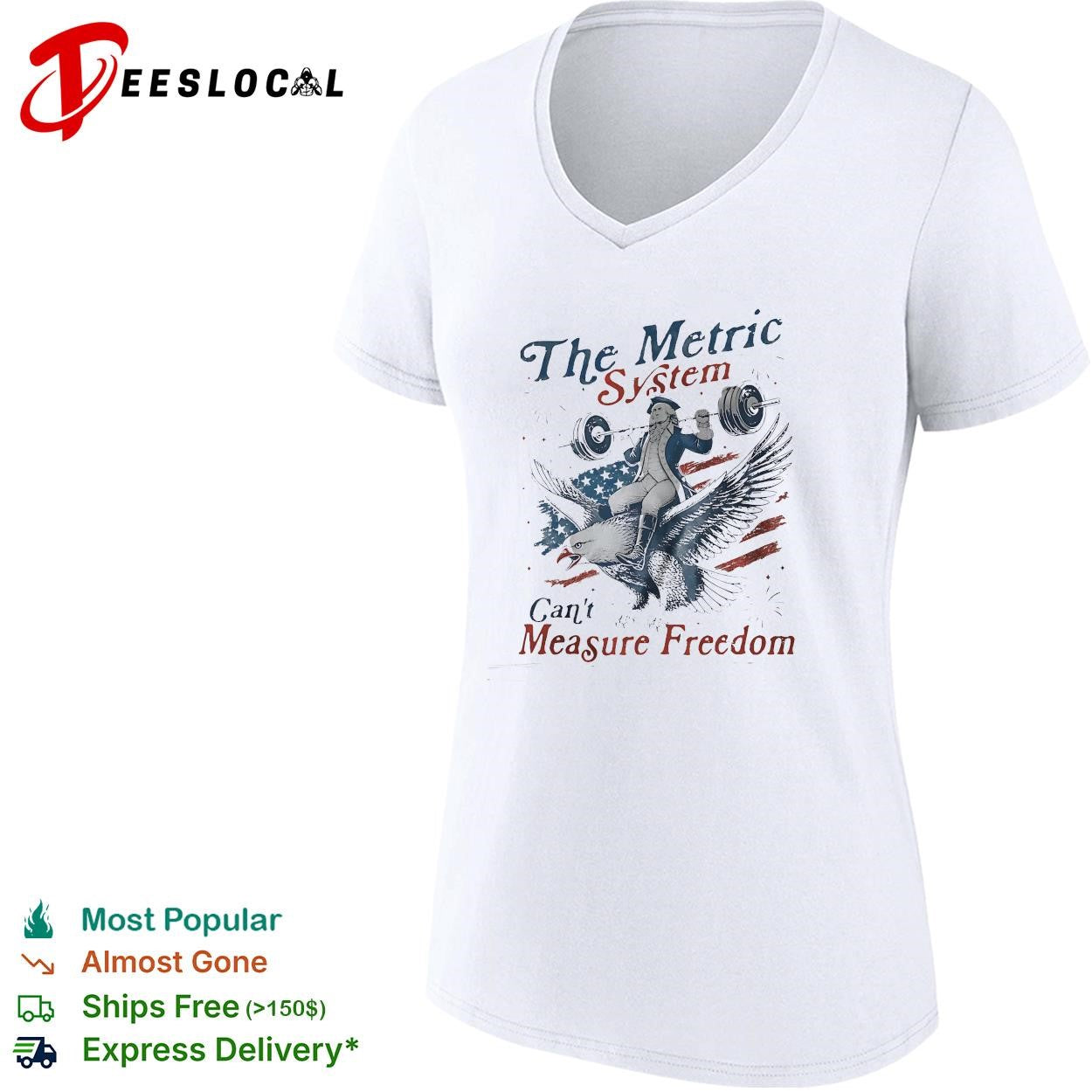 The metric system can’t measure freedom bald eagle American flag graphic shirt