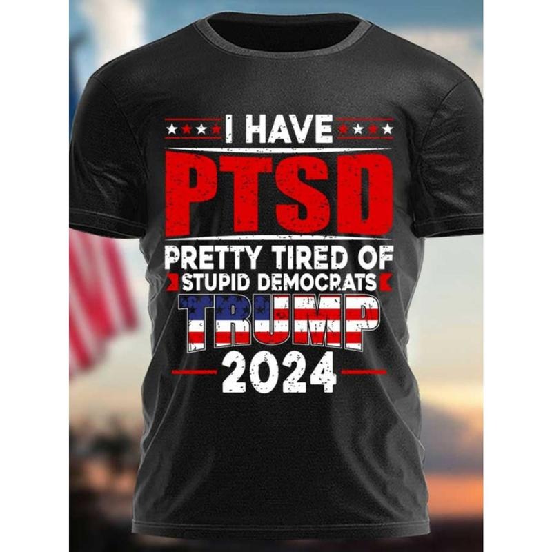 The new 2024 Donald Trump lettered T-shirt, short sleeve cotton street T-shirt, men's T-shirt comfortable version of the...